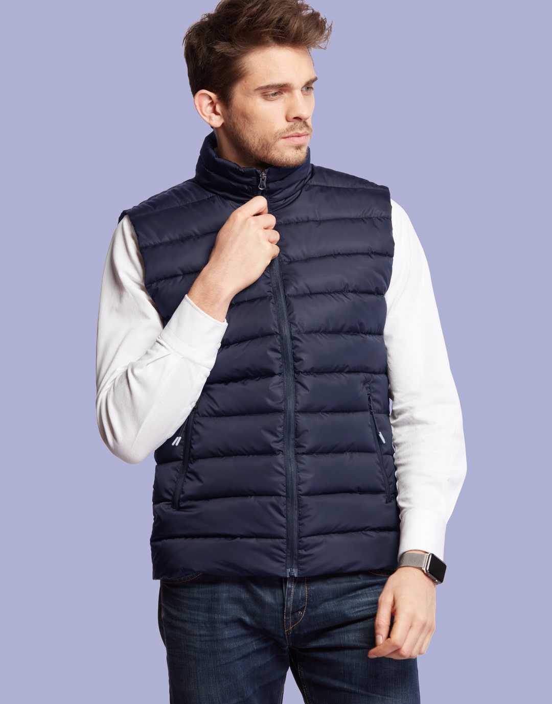 Doudoune sans manche marine made in France