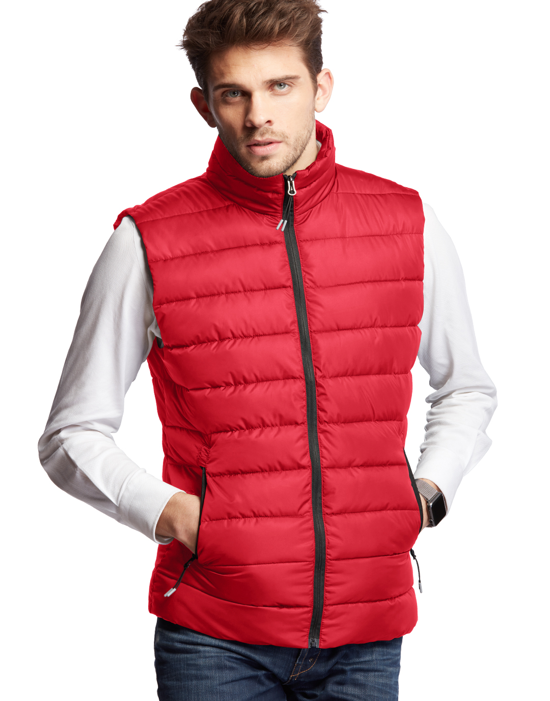 Doudoune sans manche rouge made in France